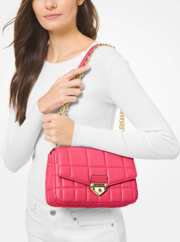Damske Taška Cez Rameno Michael Kors SoHo Large Quilted Leather Červené - Kabelky Michael Kors Slevy | RTQOG-5287